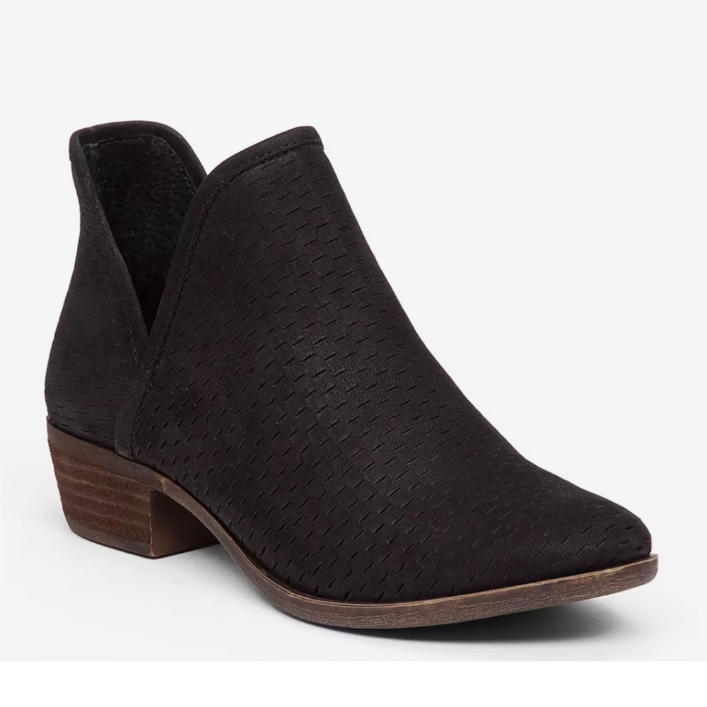 Lucky Brand Black Textured Ankle Booties